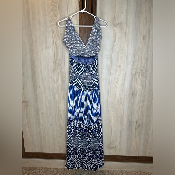 EVA MENDES for NY & Co Halter Tiered Maxi Dress—L - Picture 1 of 5